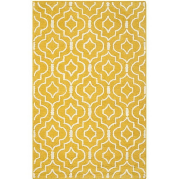 SAFAVIEH Cambridge Julian Geometric Wool Area Rug, Gold/Ivory, 6' x 6' Square