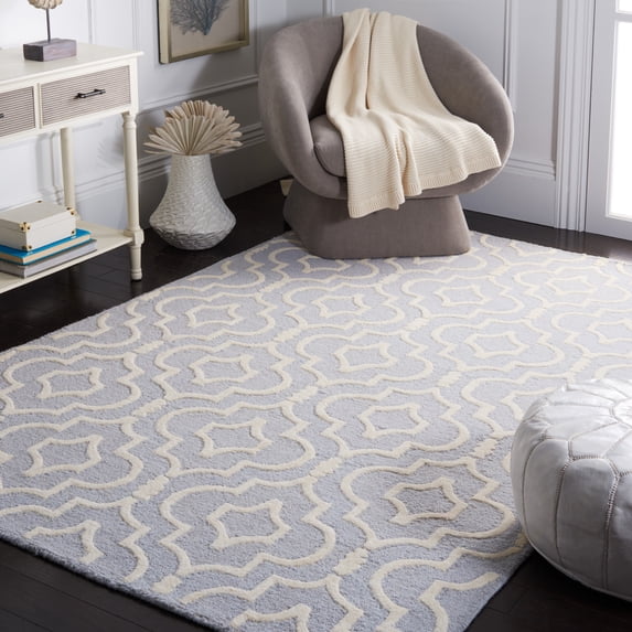 SAFAVIEH Cambridge Julian Geometric Wool Area Rug, Light Blue/Ivory, 6' x 9'