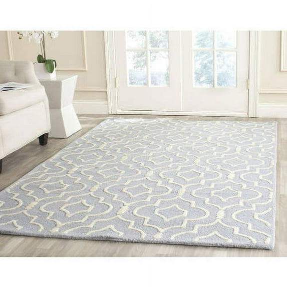 SAFAVIEH Cambridge Julian Geometric Wool Area Rug, Light Blue/Ivory, 8' x 10'