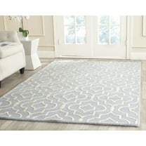 SAFAVIEH Cambridge Julian Geometric Wool Area Rug, Light Blue/Ivory, 9' x 12'