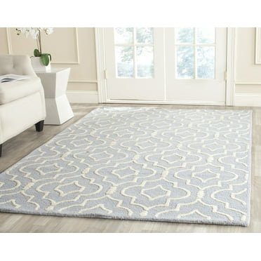 SAFAVIEH Cambridge Julian Geometric Wool Area Rug, Light Blue/Ivory, 9' x 12'
