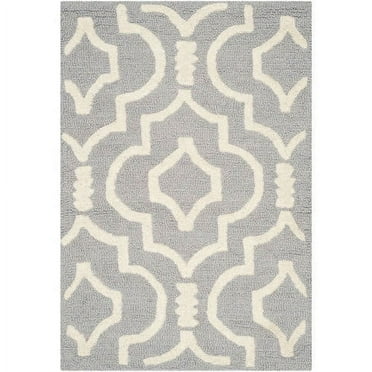SAFAVIEH Cambridge Julian Geometric Wool Area Rug, Silver/Ivory, 2' x 3'