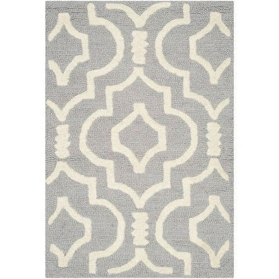SAFAVIEH Cambridge Julian Geometric Wool Area Rug, Silver/Ivory, 2' x 3'