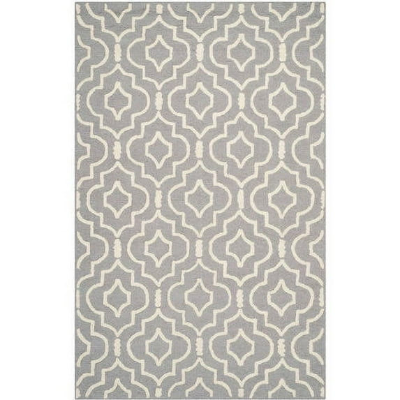 SAFAVIEH Cambridge Julian Geometric Wool Area Rug, Silver/Ivory, 3' x 5'