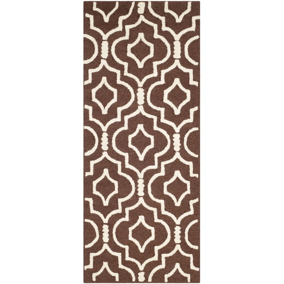 SAFAVIEH Cambridge Julian Geometric Wool Runner Rug, Dark Brown/Ivory, 2'6" x 6'