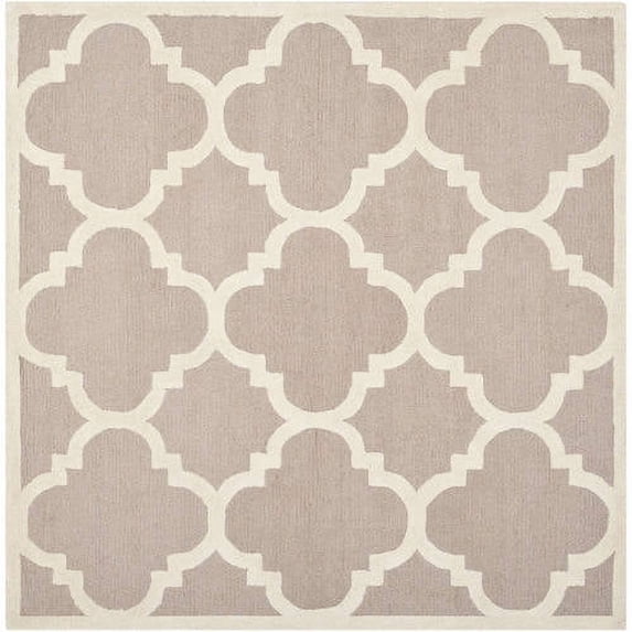 SAFAVIEH Cambridge Justine Geometric Quatrefoil Wool Area Rug, Beige/Ivory, 8' x 8' Square