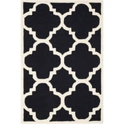 SAFAVIEH Cambridge Justine Geometric Quatrefoil Wool Area Rug, Black/Ivory, 4' x 6'