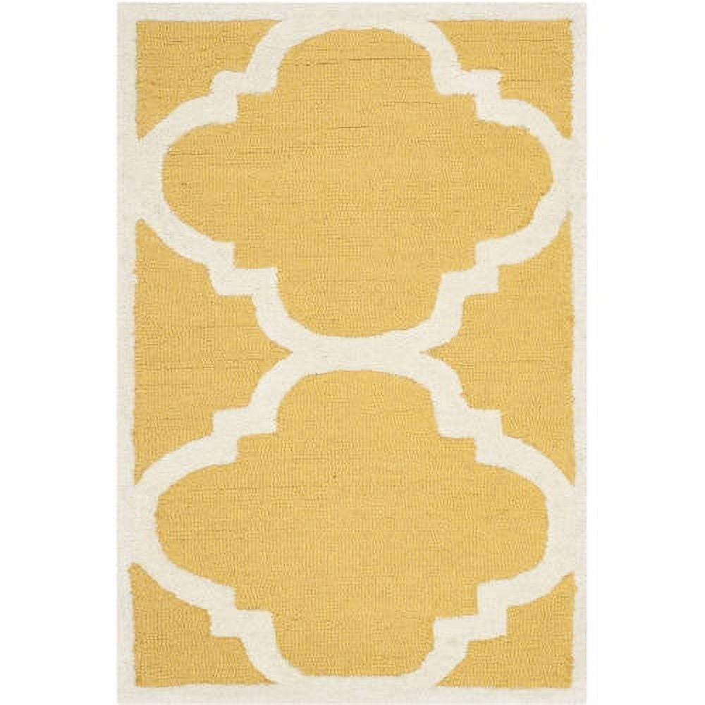 Ivory Gold Hand-Tufted Wool 6' x 9' Rectangular Area Rug