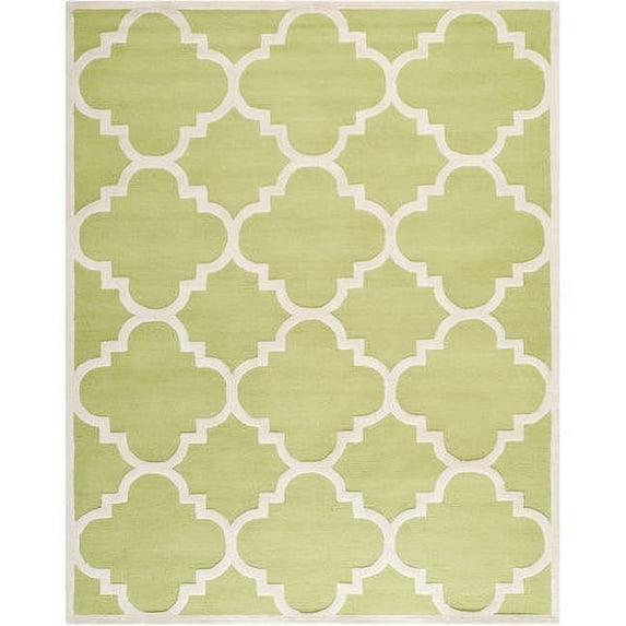 SAFAVIEH Cambridge Justine Geometric Quatrefoil Wool Area Rug, Green/Ivory, 8' x 10'