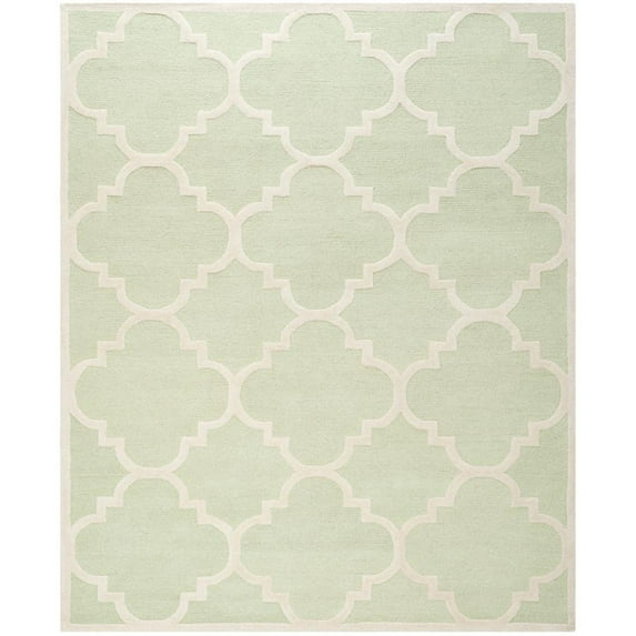 SAFAVIEH Cambridge Justine Geometric Quatrefoil Wool Area Rug, Light Green/Ivory, 8' x 10'