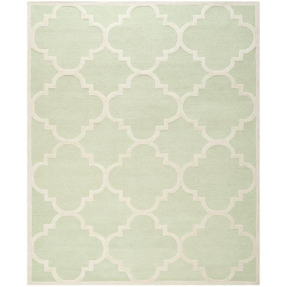 SAFAVIEH Cambridge Justine Geometric Quatrefoil Wool Area Rug, Light Green/Ivory, 8' x 10'