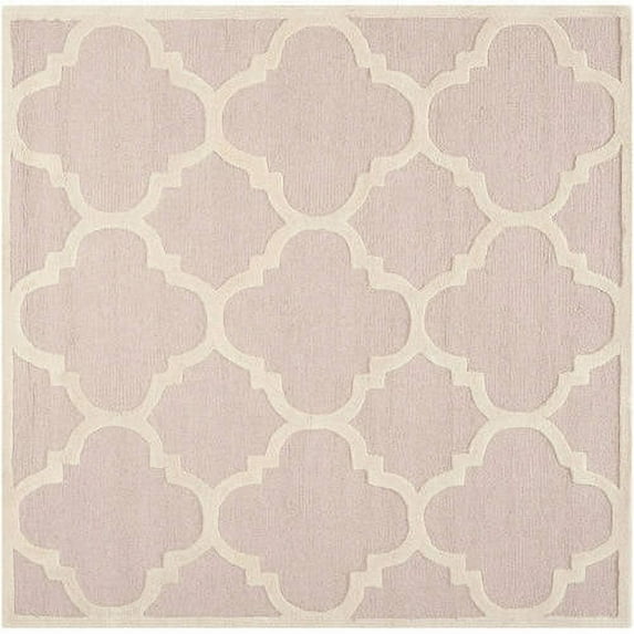 SAFAVIEH Cambridge Justine Geometric Quatrefoil Wool Area Rug, Light Pink/Ivory, 6' x 6' Square