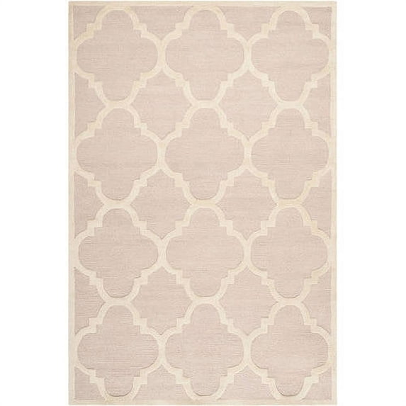 SAFAVIEH Cambridge Justine Geometric Quatrefoil Wool Area Rug, Light Pink/Ivory, 6' x 9'