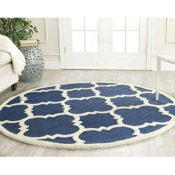 SAFAVIEH Cambridge Justine Geometric Quatrefoil Wool Area Rug, Navy/Ivory, 2' x 3'