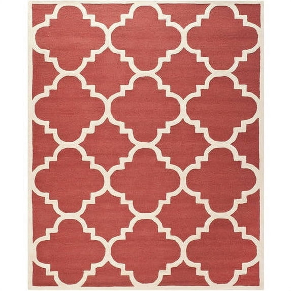 SAFAVIEH Cambridge Justine Geometric Quatrefoil Wool Area Rug, Rust/Ivory, 4' x 6'