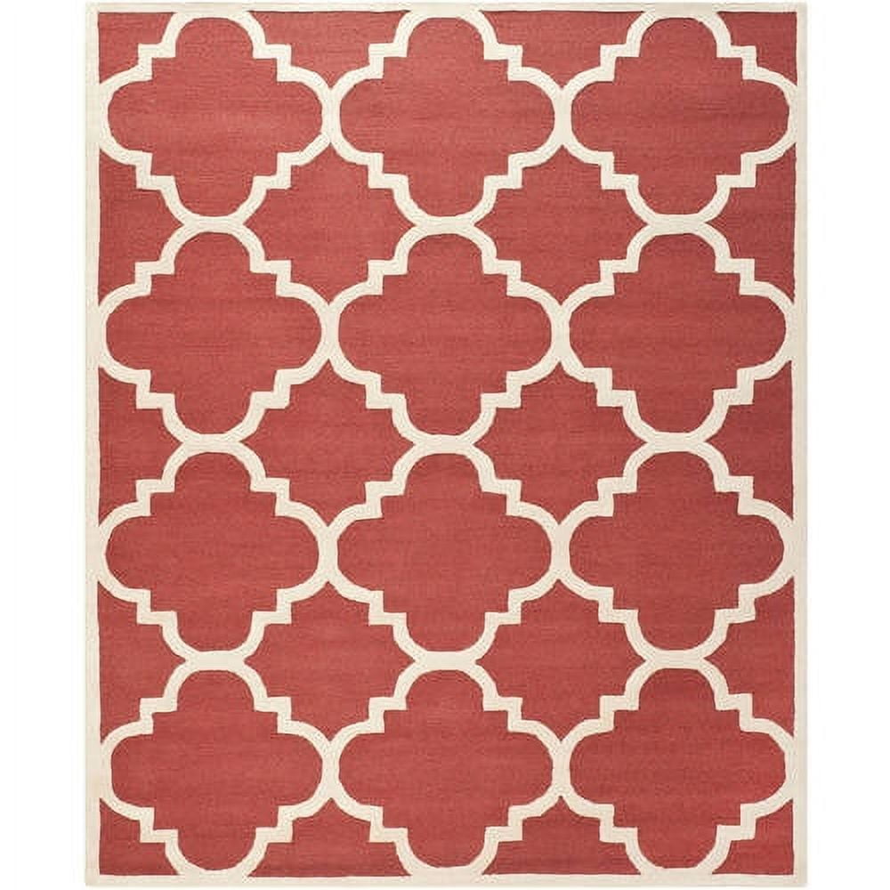 SAFAVIEH Cambridge Justine Geometric Quatrefoil Wool Area Rug, Rust/Ivory, 6' x 6' Round