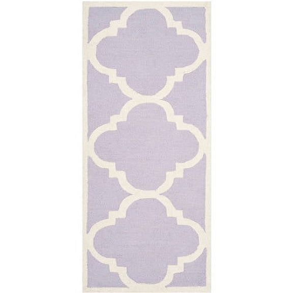 SAFAVIEH Cambridge Justine Geometric Quatrefoil Wool Runner Rug, Lavender/Ivory, 2'6" x 10'