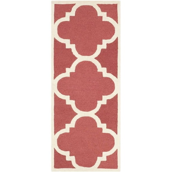 SAFAVIEH Cambridge Justine Geometric Quatrefoil Wool Runner Rug, Rust/Ivory, 2'6" x 10'