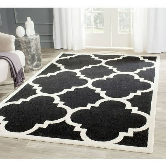 SAFAVIEH Cambridge Justine Geometric Wool Area Rug, Black/Ivory, 5' x 8'