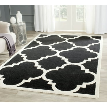 SAFAVIEH Cambridge Justine Geometric Wool Area Rug, Black/Ivory, 9' x 12'