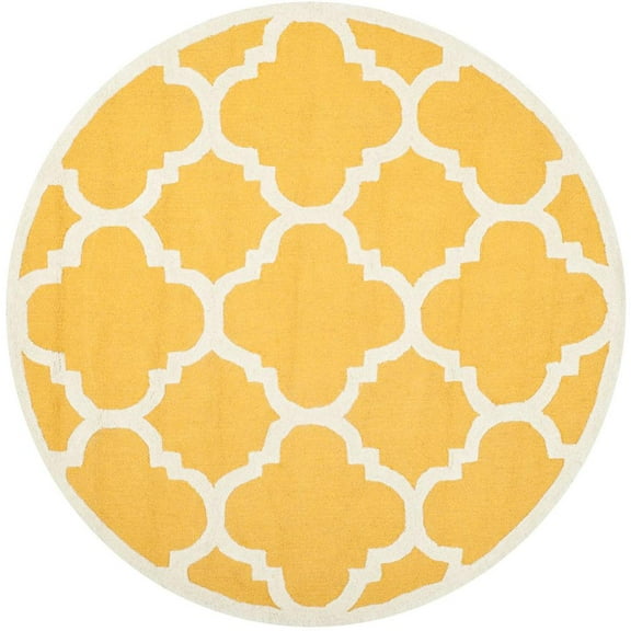 SAFAVIEH Cambridge Justine Geometric Wool Area Rug, Gold/Ivory, 6' x 6' Round