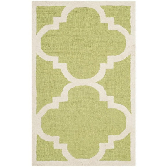 SAFAVIEH Cambridge Justine Geometric Wool Area Rug, Green/Ivory, 2'6" x 4'