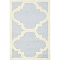 SAFAVIEH Cambridge Justine Geometric Wool Area Rug, Light Blue/Ivory, 2'6" x 4'