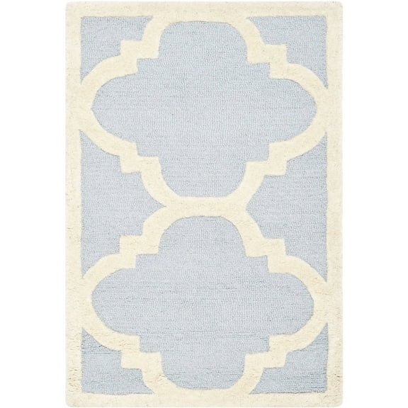 SAFAVIEH Cambridge Justine Geometric Wool Area Rug, Light Blue/Ivory, 2'6" x 4'