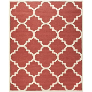 SAFAVIEH Cambridge Justine Geometric Wool Area Rug, Rust/Ivory, 8' x 8' Square