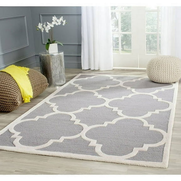 SAFAVIEH Cambridge Justine Geometric Wool Area Rug, Silver/Ivory, 8' x 10'