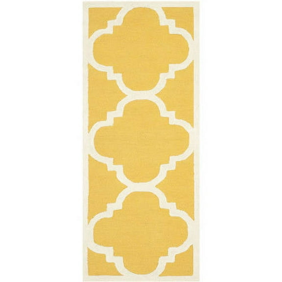SAFAVIEH Cambridge Justine Geometric Wool Runner Rug, Gold/Ivory, 2'6" x 6'