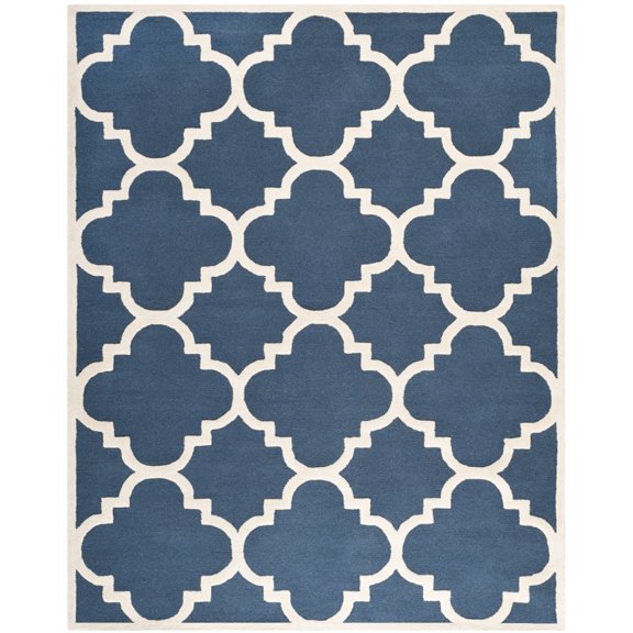 SAFAVIEH Cambridge Justine Geometric Wool Runner Rug, Navy/Ivory, 2'6" x 20'