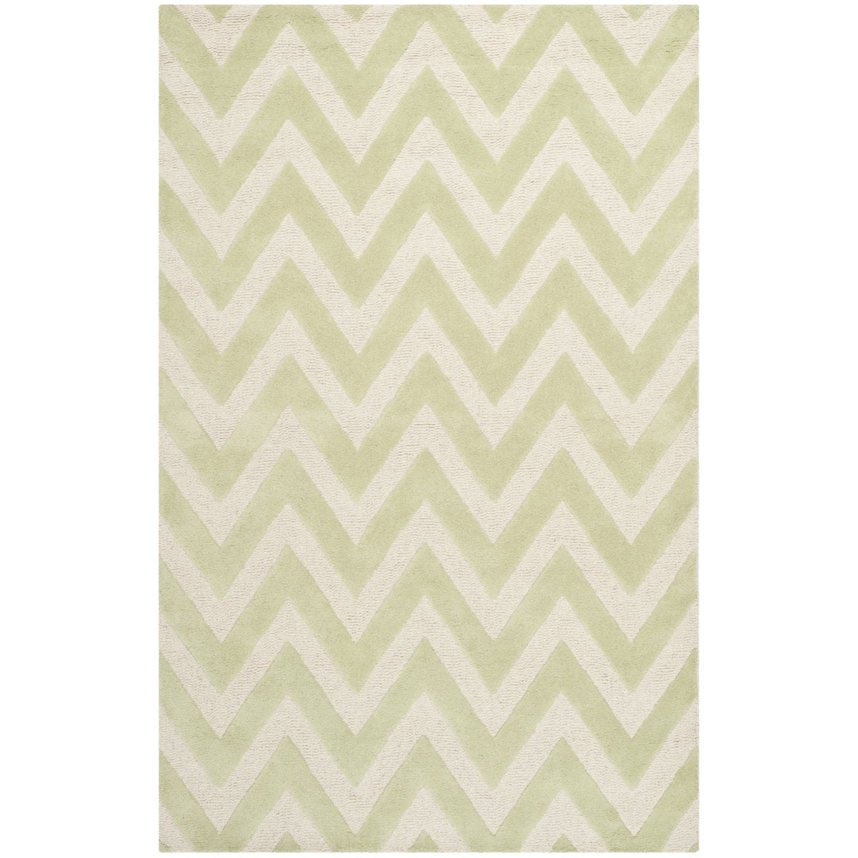 Hand-Tufted Light Green and Ivory Wool Area Rug, 6' x 9'
