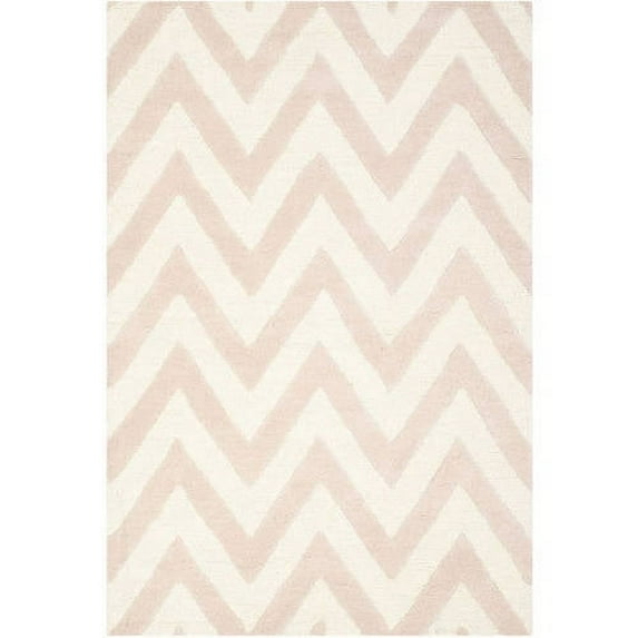 SAFAVIEH Cambridge Kaitlyn Geometric Wool Area Rug, Light Pink/Ivory, 4' x 6'