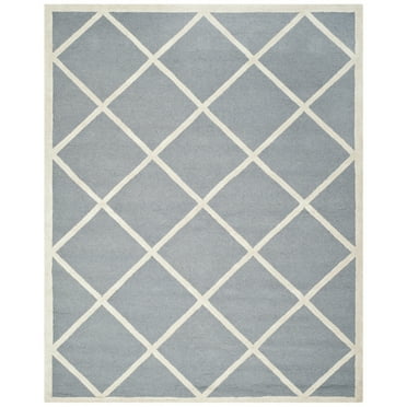 SAFAVIEH Cambridge Kaitlyn Geometric Wool Area Rug, Silver/Ivory, 11'6" x 16'