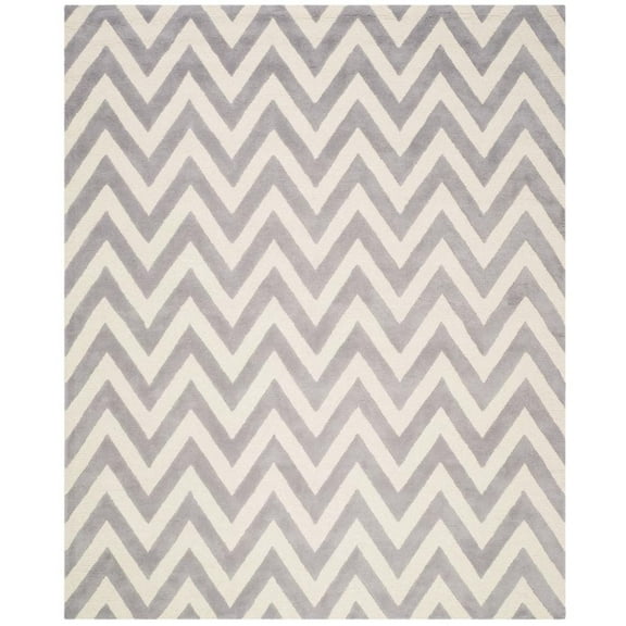 SAFAVIEH Cambridge Kaitlyn Geometric Wool Area Rug, Silver/Ivory, 11'6" x 16'