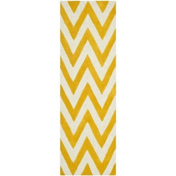 SAFAVIEH Cambridge Kaitlyn Geometric Wool Runner Rug, Gold/Ivory, 2'6" x 12'