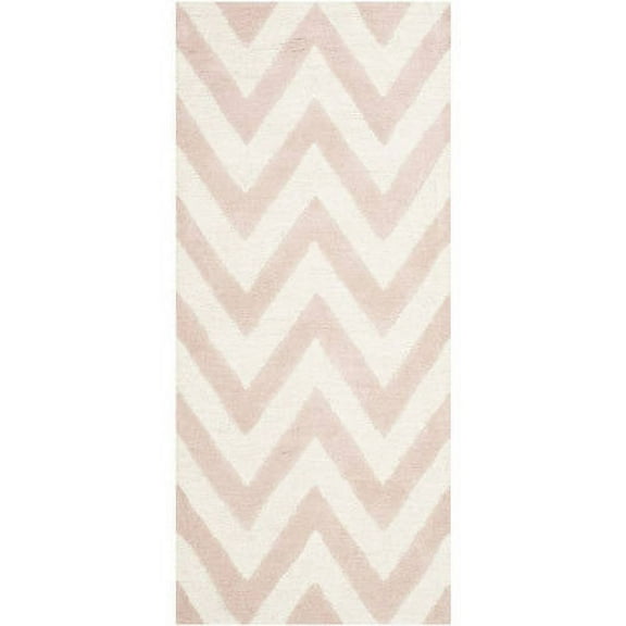 SAFAVIEH Cambridge Kaitlyn Geometric Wool Runner Rug, Light Pink/Ivory, 2'6" x 12'