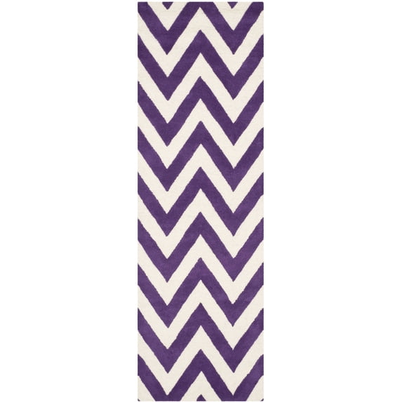 SAFAVIEH Cambridge Kaitlyn Geometric Wool Runner Rug, Purple/Ivory, 2'6" x 8'
