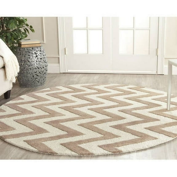 SAFAVIEH Cambridge Kaitlyn Zig Zag Stripes Wool Area Rug, Beige/Ivory, 2' x 3'