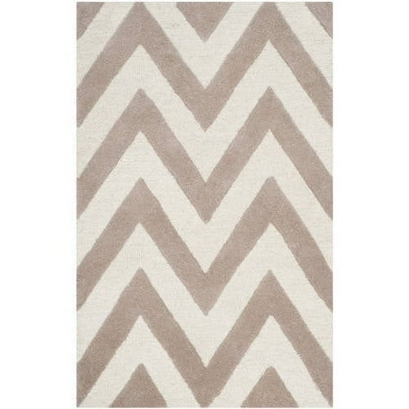 SAFAVIEH Cambridge Kaitlyn Zig Zag Stripes Wool Area Rug, Beige/Ivory, 3' x 5'