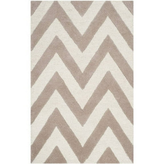 SAFAVIEH Cambridge Kaitlyn Zig Zag Stripes Wool Area Rug, Beige/Ivory, 8' x 10'