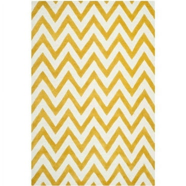 SAFAVIEH Cambridge Kaitlyn Zig Zag Stripes Wool Area Rug, Gold/Ivory, 3' x 5'