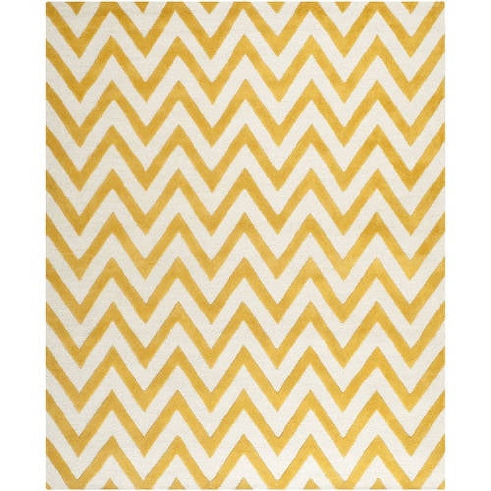 Gold/Ivory 8' x 8' Square Hand-Tufted Wool Area Rug