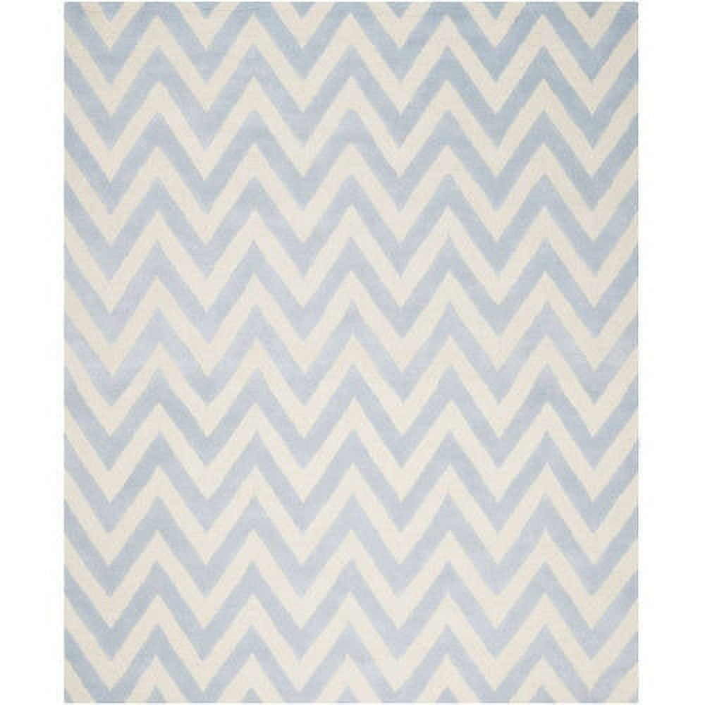 Light Blue and Ivory Hand-Tufted Wool Area Rug