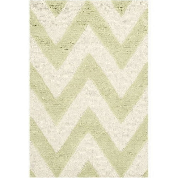 SAFAVIEH Cambridge Kaitlyn Zig Zag Stripes Wool Area Rug, Light Green/Ivory, 4' x 6'