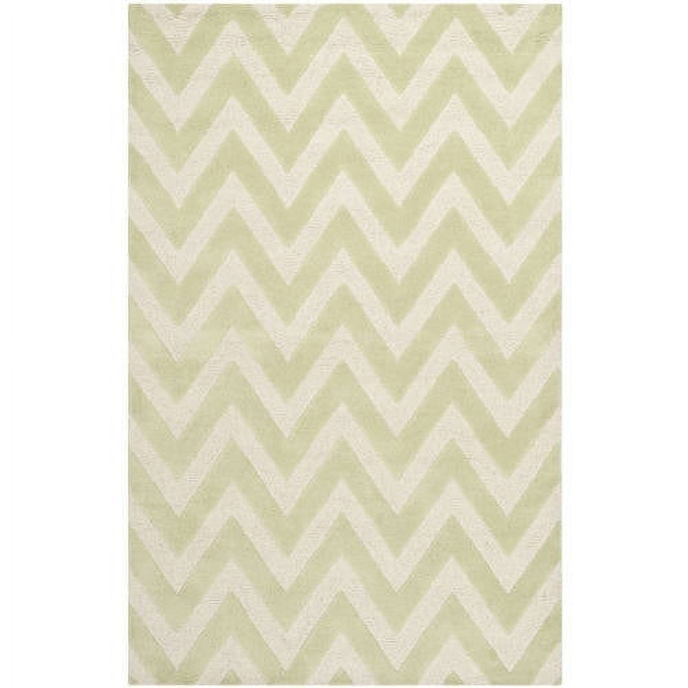 Hand-Tufted Light Green and Ivory Wool Area Rug, 6' x 9'