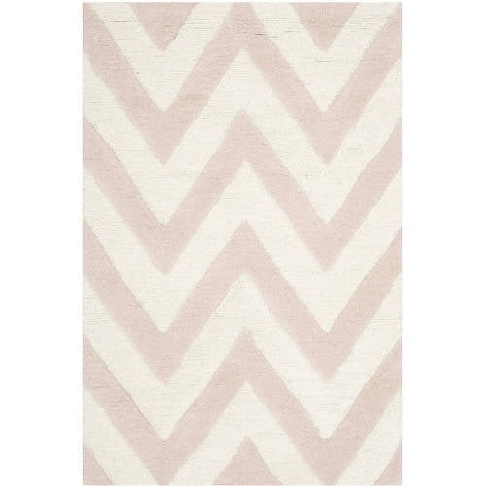 Light Pink and Ivory Hand-Tufted Wool Area Rug