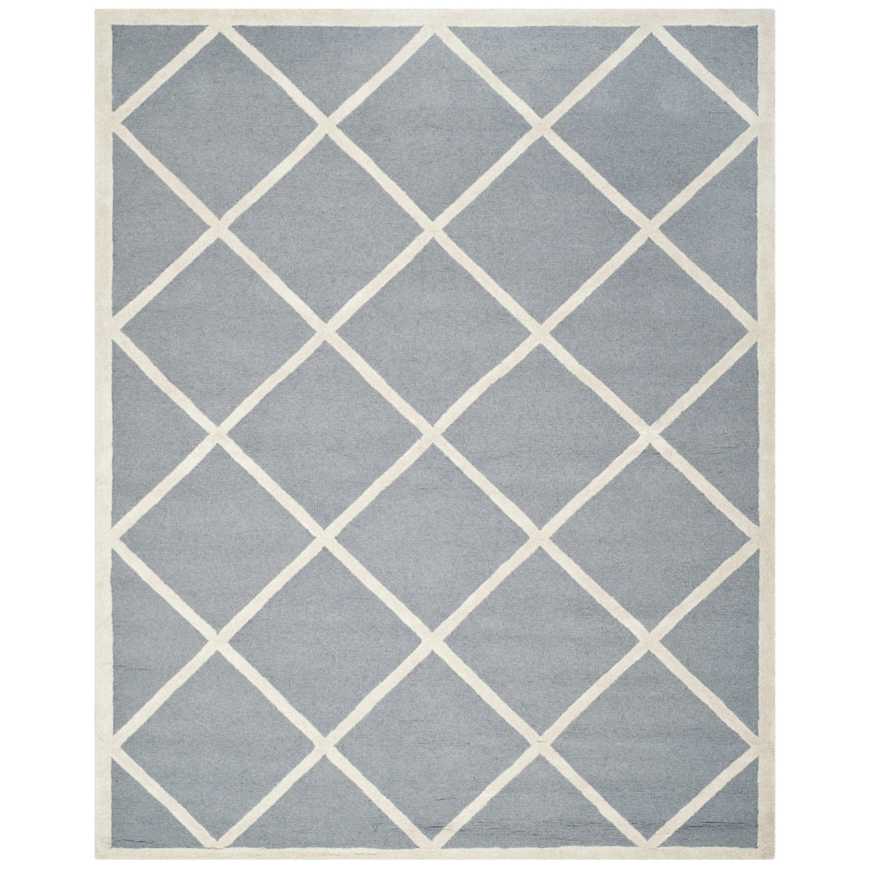 Hand-tufted Silver & Ivory Square Wool Area Rug, 7'6" x 9'6"