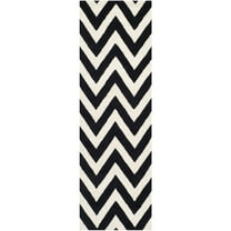 SAFAVIEH Cambridge Kaitlyn Zig Zag Stripes Wool Runner Rug, Black/Ivory, 2'6" x 6'